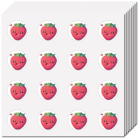 128Pcs Strawberry Scrapbooking Stickers Small Fruit Decals Plastic Waterproof Self Adhesive Round Fruits Planner Decoration Sticker DIY