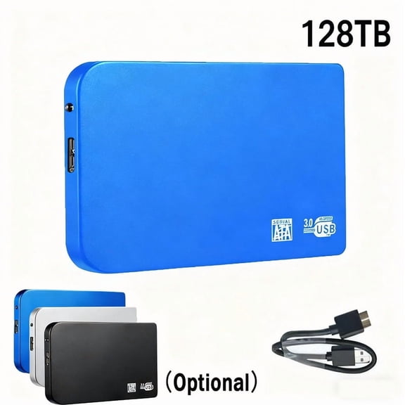 128TB Portable SSD, External SSD, USB 3.0 SSD External Hard Drive Durable Storage for PC & Mac, for Games, Photos & Files, for Content Creators & Videogaphers(Blue)