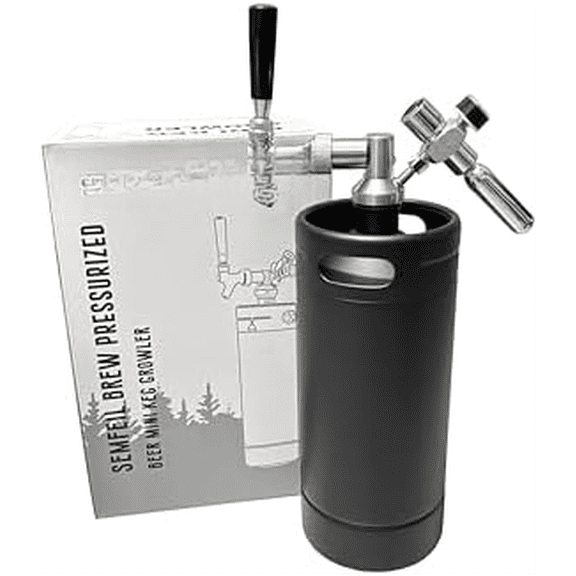128oz Mini Keg Growler Carbonated Beer Growler Tap System 304 Stainless Steel Pressurized Draft Beer Dispenser System, Portable Home Beer Dispenser System Craft Beer Keg Gift for Men Beer Lovers