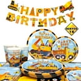 thumbnail image 1 of 128pcs Construction Party Supplies Tableware Set-Construction Birthday Party Plates Cups Napkins Tablecloth Banner etc Construction Party Tableware for Dump Truck Excavator Construction Theme Party, 1 of 6