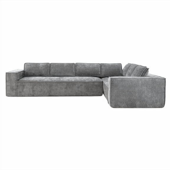 129.5" Minimalist Style Modular Sectional Sofa, 6 Seat Wrinkle-resistant Chenille Couch Set, 2 PC Free Combination, Modern L-Shaped Cloud Sofa Set for Living Room, No Assembly Requires (Gray)