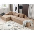 thumbnail image 1 of 129.5"x58" Modular Sectional Sofa Couch, Modern L Shaped Sponge Sofa Italian Minimalist Tofu Block Sofa with Left Chaise, 2 Pillows and Waist Pillow for Living Room, Apartment, Office, Light Brown, 1 of 7