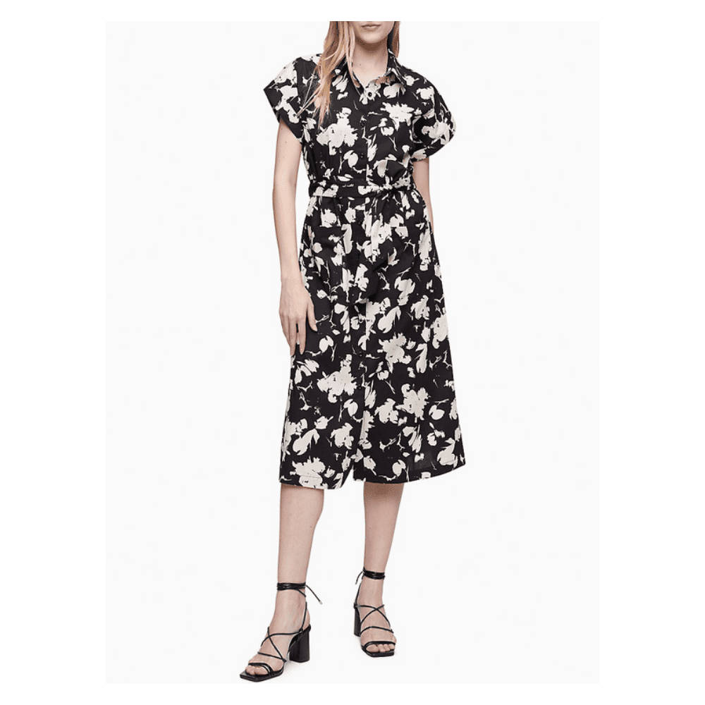 calvin klein black and white floral dress Calvin Klein Black Floral Dress