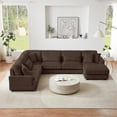 thumbnail image 1 of 129" Oversized Sectional Couch, U-shaped Sofa with Chaise Lounge,5 Seater Modern Upholstered Sofa with Curved Armrests, Modular Deep Seat Sofa for  Living Room, Brown, 1 of 10