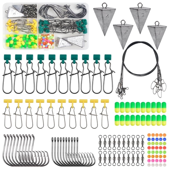 129-Piece Surf Fishing Terminal Tackle Kit with Storage Case