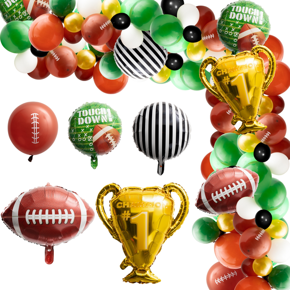 129 Pieces Rugby Balloon Chain Party Decorations, Latex Multi-Colour Balloons for Balloon Theme Party / Birthday Party / Graduation Ceremony / Wedding