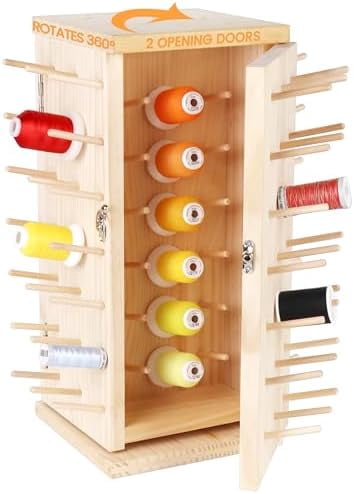 129 Spools(DIY) 360° Fully Rotating Wooden Thread Rack/Thread Holder ...