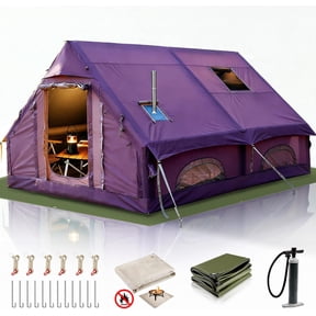 SENLEETO 8-10 People Glamping Inflatable Tents , 129 ft Large Blow Up Tent with Hand Pump, 420D Oxford Fabric Camping Tent, Easy Setup Air Tent for Outdoor&Travel