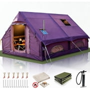 SENLEETO 8-10 People Glamping Inflatable Tents , 129 ft  Large Blow Up Tent with Hand Pump, 420D Oxford Fabric Camping Tent, Easy Setup Air Tent for Outdoor&Travel