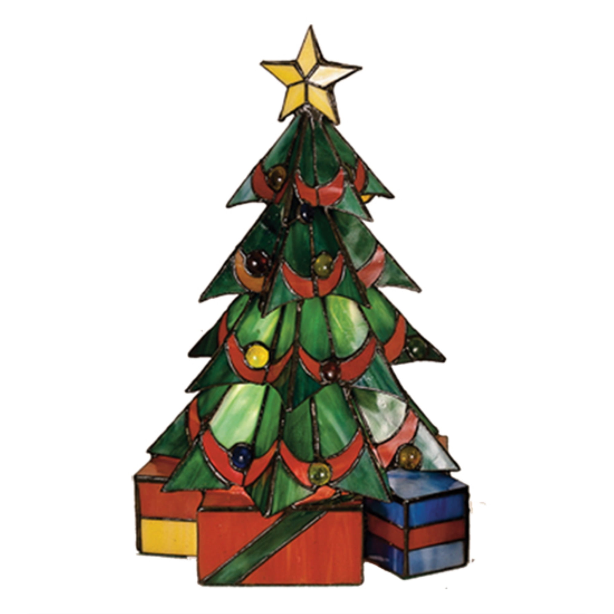 Stained Glass Christmas Tree Accent Table Lamp