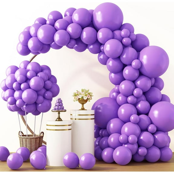 129pcs Purple Balloons Different Sizes 18 12 10 5 Inch for Garland Arch Premium Purple Latex Balloons for Masquerade Party Decorations Birthday Anniversary Baby Shower Party Supplies