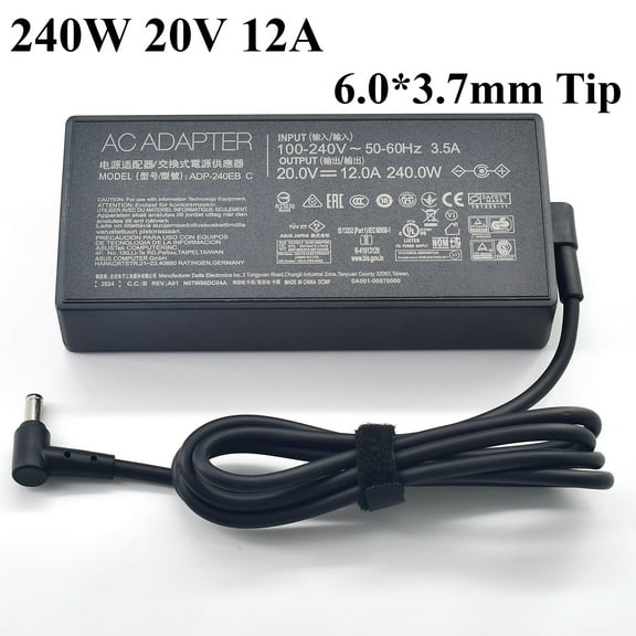 12A 20V 240W AC Power Adapter for ASUS ROG Zephyrus G16 GU603 GU603VI-N4052X 6.0*3.7mm Tip Charger