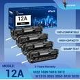 thumbnail image 1 of 12A Black Toner Cartridge Compatible for HP 12A Q2612A Q2612D Laserjet 1012 1022 1020 1018 1022N 1010 3015 3050 3030 3052 3055 M1319F Printer Ink (4-Pack, Black), 1 of 8