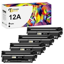 12A Black Toner Cartridge Compatible for HP 12A (Q2612D) Q2612A Laserjet 1012 1022 1020 1018 1022N 1010 3015 3050 3030 3052 3055 M1319F Printer Ink (4-Pack, Black)