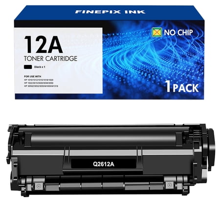 12A Black Toner Cartridge Compatible for HP 12A Q2612A Laserjet Pro 1018 1020 1022 3015 3020 3030 3050 3055 3052 MFP M1005 M1319 Printer Ink 1-Pack