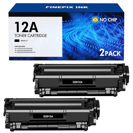 12A Black Toner Cartridge Compatible for HP 12A Q2612A Laserjet Pro 1018 1020 1022 3015 3020 3030 3050 3055 3052 MFP M1005 M1319 Printer Ink 2-Pack