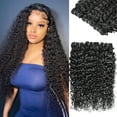 thumbnail image 1 of 12A Brazilian Curly Water Wave Bundles 100% Virgin Unprocessed Human Hair, Natural Black Remy Wet and Wavy Extensions 24 26 28 Inch for Women, 1 of 7