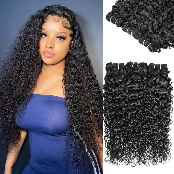 12A Brazilian Curly Water Wave Bundles 100% Virgin Unprocessed Human Hair, Natural Black Remy Wet and Wavy Extensions 26 28 30 Inch for Women