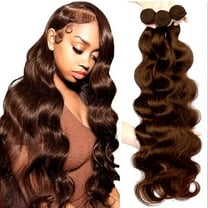 12A Brown Human Hair Bundles Body Wave 3 Pcs - 100% Unprocessed Brazilian Virgin Hair Extensions Chocolate Brown Bundles 100 gram Each Bundle Human Hair 4# Color 18 20 22 inch