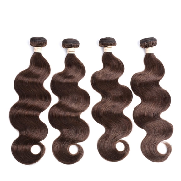 12A Brown Human Hair Bundles Body Wave 4 Pcs - 100% Unprocessed Brazilian Virgin Hair Extensions Chocolate Brown Bundles 100 gram Each Bundle Human Hair 4# Color 26 28 30 30 inch