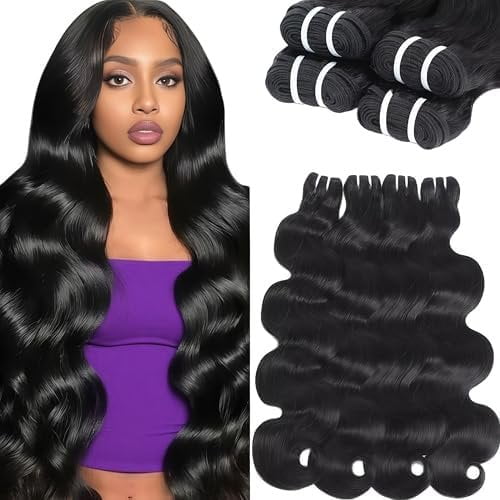 12A Human Hair Wave Human Hair 14 16 18 20 Inch 4 Quick Weave Extensions Double Weft Unprocessed Brazilian Virgin Hair Black