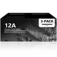 thumbnail image 1 of 12A Toner Cartridge Compatible for 12A Q2612A Toner Cartridge for Laserjet 1020 1022 1012 Printer（3-Pack，Black）, 1 of 7