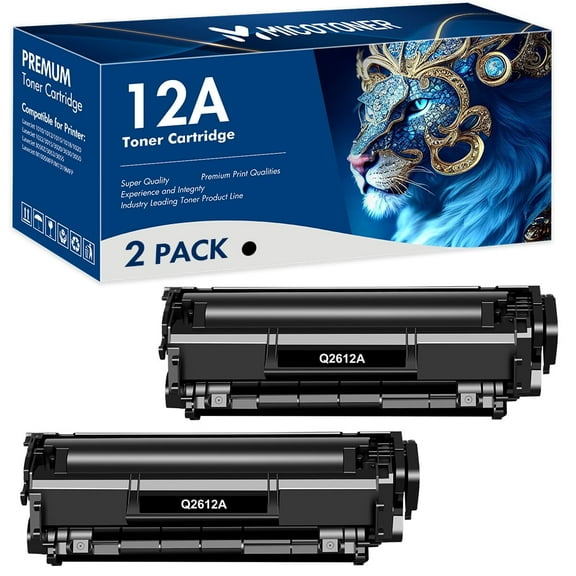 12A Toner Cartridges Compatible for HP 12A Q2612A 1012 LaserJet 1012 1018 1020 1022 1010 1015 3015 3020 3030 3050 3050Z 3052 3055 M1005 M1319 MFP Printer Ink, 2 Pack Q2612D