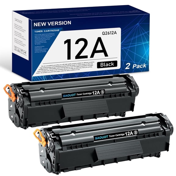 12ABlackTonerCartridgeCompatibleforHP 1010102030153020 Q2612A,2-Pack