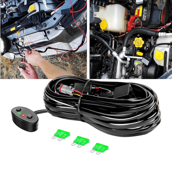 12AWG DT Connector Wiring Harness Kit for LED Light Bars 12V Dual-Mode On/Off Switch,Relay & Blade Fuse Included,Waterproof IP67,Up to 450W Off-Road,DRL,and Work Lights (Single-Lead Configuration)