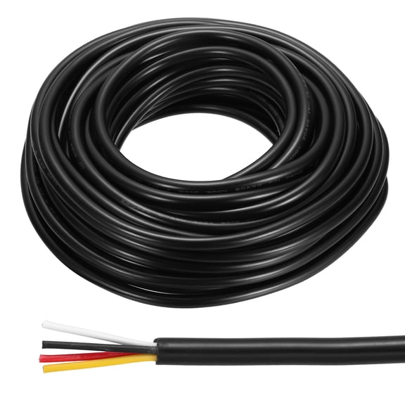 12AWG Electrical Wire 4 Conductors 30FT/9.1m UL2464 Power Cable Flexible Extension Signal Signal Cable Black for LED Strips Lamps Lighting Power Supply