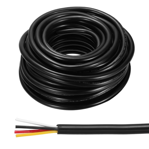 12AWG Electrical Wire 4 Conductors 50FT/15.2m UL2464 Power Cable Flexible Extension Signal Signal Cable Black for LED Strips Lamps Lighting Power Supply