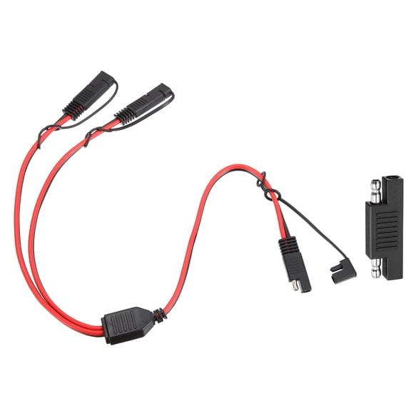 12AWG SAE Y Splitter Connector Cable, 1 to 2 SAE Extension Cable 1.8 ft with Waterproof Caps & Polarity Reverse Adapter for Solar Panel