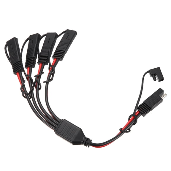 12AWG SAE Y Splitter Connector Cable, 1 to 4 SAE Extension Cable 0.8 ft with Waterproof Caps for Solar Panel