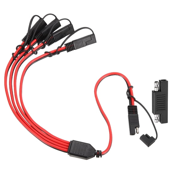 12AWG SAE Y Splitter Connector Cable, 1 to 4 SAE Extension Cable 1.8 ft with Waterproof Caps & Polarity Reverse Adapter for Solar Panel