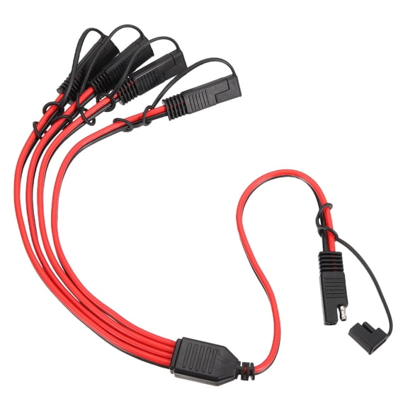 12AWG SAE Y Splitter Connector Cable, 1 to 4 SAE Extension Cable 1.8 ft with Waterproof Caps for Solar Panel