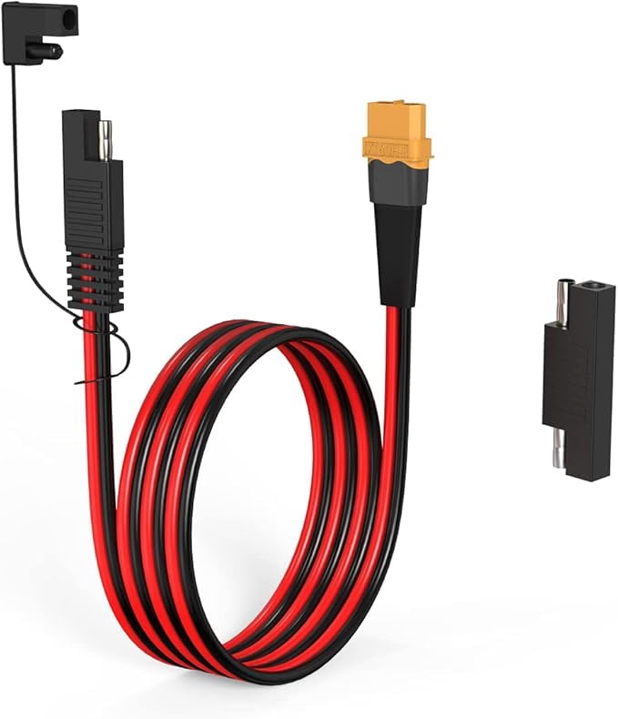 RIIEYOCA Adaptateur de connecteur SAE vers XT60, câble de panneau solaire 12AWG, avec adaptateur inversé pour station d'alimentation portable et générateur (Câble : 1m