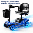 thumbnail image 1 of Mobility Scooter for Adults,4 Wheel Mobility Scooter,15 Miles Range,300LBS Capacity,Lightweight and Portable,with LED Headlights and Basket,Charger Included,Gifts Suitable for Elders (blue), 1 of 8