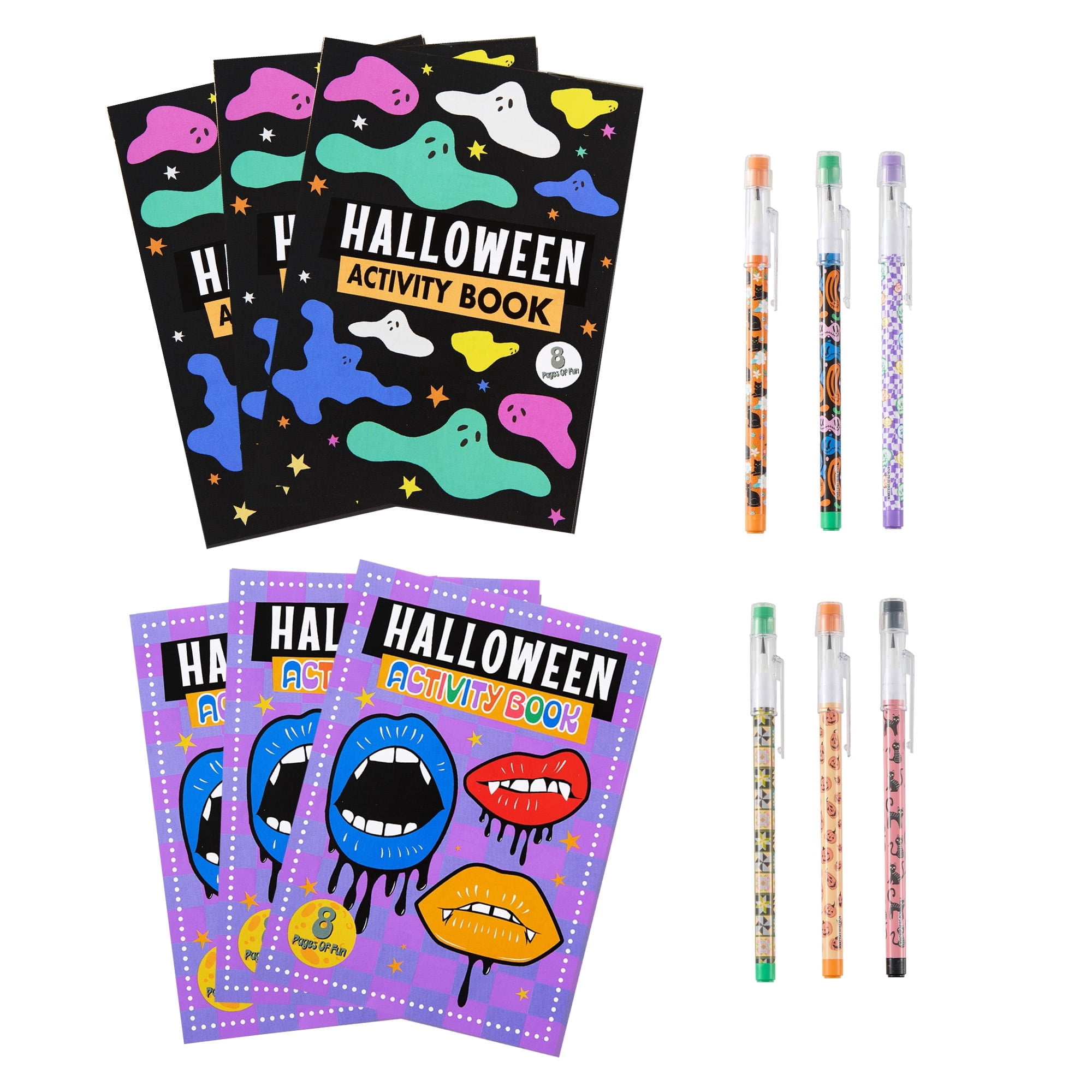 Activity Books with Push Pencils Party Favors, Multicolor, 12 Pieces, Halloween by Way To Celebrate