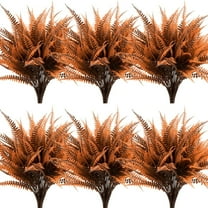 12Bundles Artificial Fall Plants Flowers Fake Boston Fern UV Resistant No Fade Brown Autumn Decorations Faux Plastic Shrubs Fall Decor Outdoor Garden Front Porch Window Thanksgiving Decoration