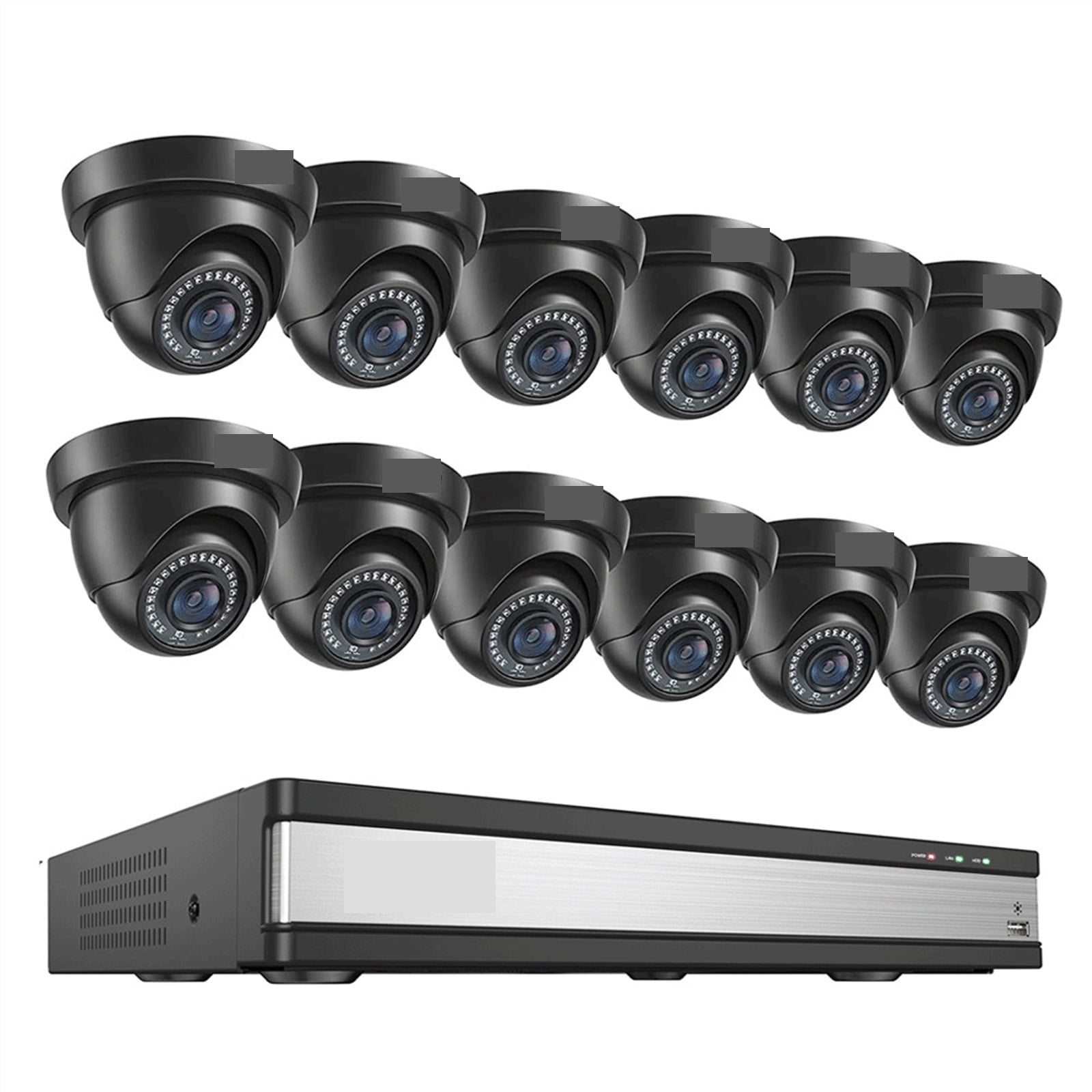 12CH 2MP Security Camera System Black H265+DVR Kit Motion Detection