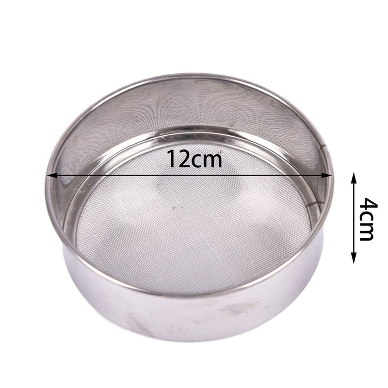 (12CM) Kitchen Mesh Flour Sifter Round Stainless Steel Flour Sieve