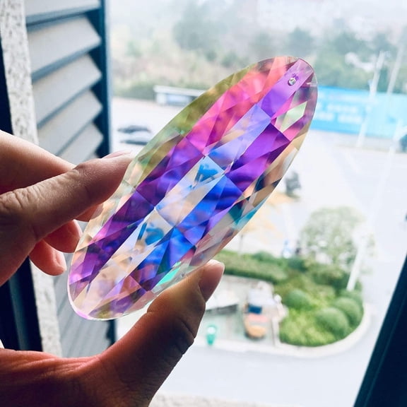 12CM Oval Prism Crystal Suncatcher Hanging Rainbow Drop Window Light Catcher Ornament Gift for Women Girls Room Decor