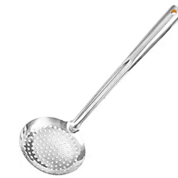 12CM Stainless Steel Skimmer/Slotted Spoon/Strainer Ladle With ABS Plastic Heat Resistant Handle