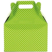 12CT (1 Dozen) Large Biodegradable Kraft / Craft Favor Treat Gable Boxes, Gift Expressions (Large, Polka Dot Lime Green)