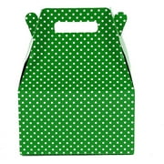 12CT (1 Dozen) Medium Biodegradable Kraft / Craft Favor Treat Gable Boxes, Gift Expressions (Medium, Polka Dot Green)