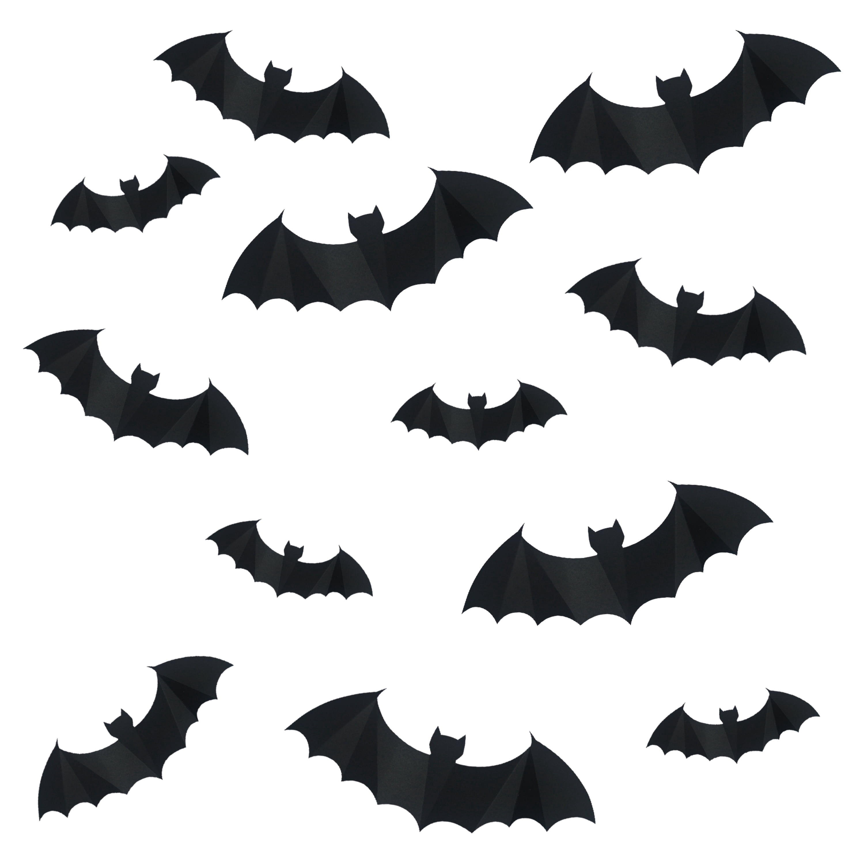 Paper Bat Wall Creatures Decoration, Black, 12 Pieces, Halloween by Way To Celebrate