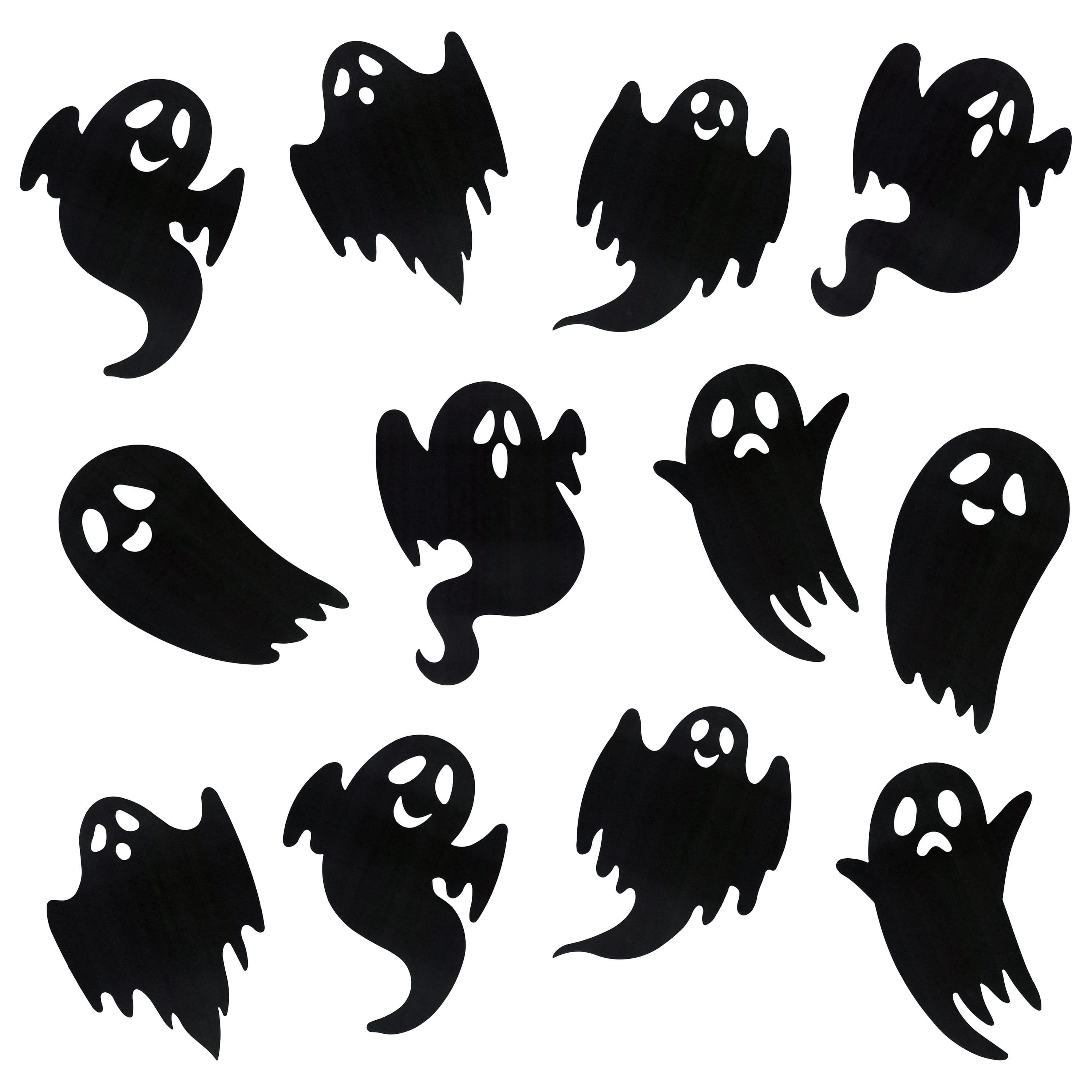 Paper Ghost Cutouts Decoration, Black, 12 Pieces, Halloween by Way To Celebrate