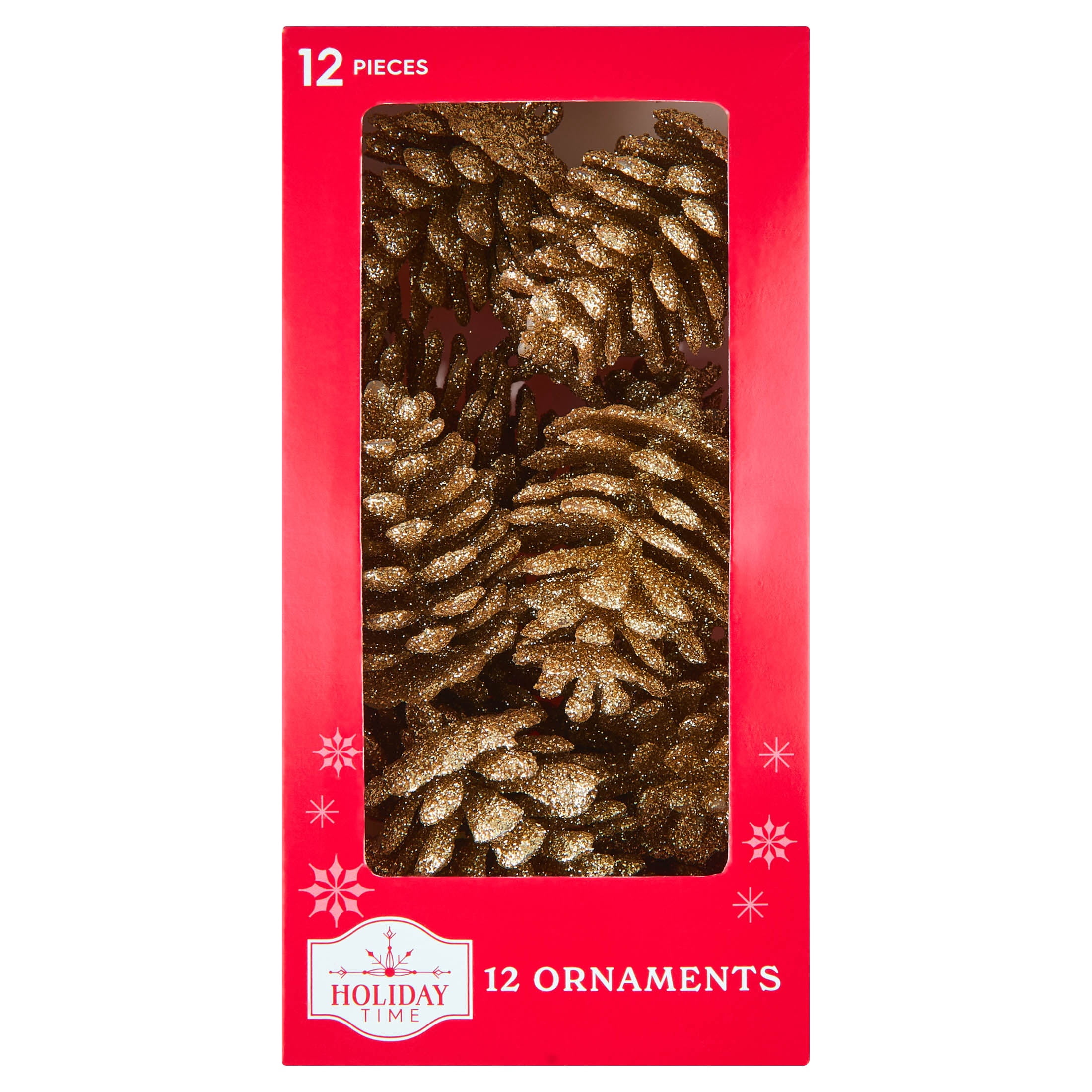 12-Count Gold Glitter Pinecone Christmas Ornaments, 2.4", by Holiday Time