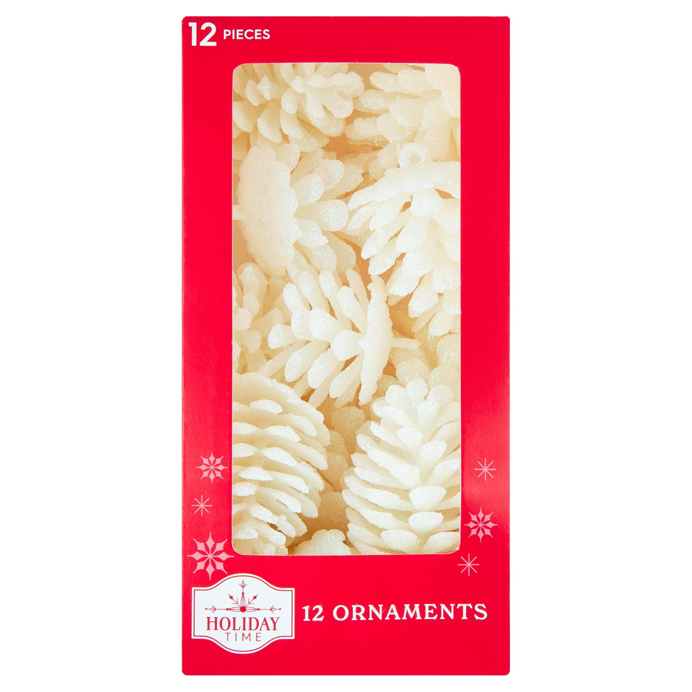 12-Count White Glitter Pinecone Christmas Ornaments, 2.4", by Holiday Time
