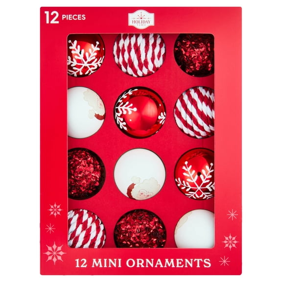 12-Count Red and White Ball Mini Christmas Ornaments, 1.8", by Holiday Time